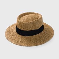 European And American British Handmade Straw Woven Concave Top Hat Female Summer Vacation Seaside Sun-proof Beach Hat Fashion Personality Top Hat sku image 2