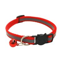 Color Polyester Reflective Bell Cat Pet Collar Safety Buckle Adjustable Cat Collar sku image 1