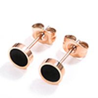 Women's Titanium Steel Black Small Circle Stud Earrings main image 3