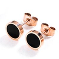 Women's Titanium Steel Black Small Circle Stud Earrings sku image 3