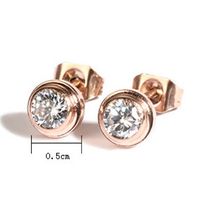 Women's Titanium Steel Round Inlaid Zircon Stud Earrings Wholesale main image 1