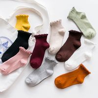 New Summer Fungus Lace Solid Color Pure Cotton Breathable Shallow Mouth Female Socks sku image 11