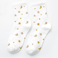 Flash Girl Korean Direct Delivery Star Moon Silver Silk Socks Japanese Style Universe Star Cute Mid-calf Length Socks sku image 2