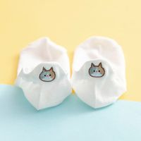 New Cotton Embroidery Cartoon Cat Shallow Mouth Heel Three-dimensional Ears Ladies Socks sku image 2