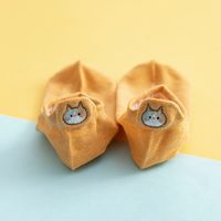 New Cotton Embroidery Cartoon Cat Shallow Mouth Heel Three-dimensional Ears Ladies Socks sku image 3