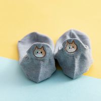 New Cotton Embroidery Cartoon Cat Shallow Mouth Heel Three-dimensional Ears Ladies Socks sku image 4