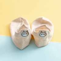 New Cotton Embroidery Cartoon Cat Shallow Mouth Heel Three-dimensional Ears Ladies Socks sku image 5