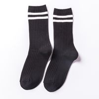 Autumn And Winter New Japanese Style Two Bar Women's Cotton Mid-calf Socks Thick Thread Striped All-matching Casual Korean Socks Wholesale sku image 1
