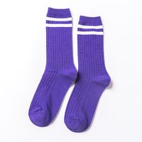 Autumn And Winter New Japanese Style Two Bar Women's Cotton Mid-calf Socks Thick Thread Striped All-matching Casual Korean Socks Wholesale sku image 2