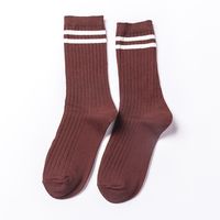 Autumn And Winter New Japanese Style Two Bar Women's Cotton Mid-calf Socks Thick Thread Striped All-matching Casual Korean Socks Wholesale sku image 3