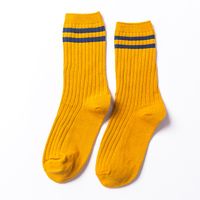 Autumn And Winter New Japanese Style Two Bar Women's Cotton Mid-calf Socks Thick Thread Striped All-matching Casual Korean Socks Wholesale sku image 4