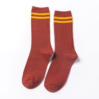 Autumn And Winter New Japanese Style Two Bar Women's Cotton Mid-calf Socks Thick Thread Striped All-matching Casual Korean Socks Wholesale sku image 6