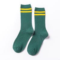 Autumn And Winter New Japanese Style Two Bar Women's Cotton Mid-calf Socks Thick Thread Striped All-matching Casual Korean Socks Wholesale sku image 12