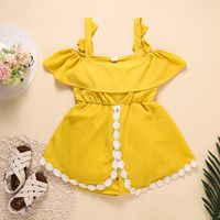 Dress Children's Clothing 2021 New Strapless Straps Pure Color Lace Dress sku image 7