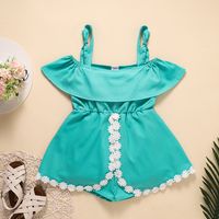 Dress Children's Clothing 2021 New Strapless Straps Pure Color Lace Dress sku image 13