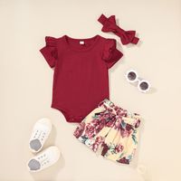 Foreign Trade 2021 Girls' Summer Two-piece Baby Casual Sunken Stripe New Print Suit Infant Children's Clothing sku image 6