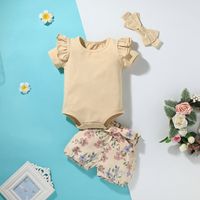 Foreign Trade 2021 Girls' Summer Two-piece Baby Casual Sunken Stripe New Print Suit Infant Children's Clothing sku image 11