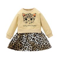 New Style Baby Long-sleeved Dress Leopard Print Long-sleeved Sweater Skirt Children's Clothing sku image 1