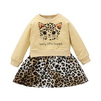 Nuevo Estilo Bebé Vestido De Manga Larga Estampado De Leopardo Suéter De Manga Larga Falda Ropa Para Niños sku image 2