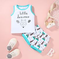 Baby Clothes Summer Vest Top Suit Children's Fashion Clothing 2021 Cartoon Shorts Two-piece Set sku image 1