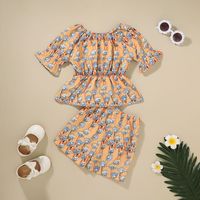 Simple Small Print Children's Suit Pullover Shorts Two-piece sku image 1