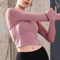New Exposed Umbilical Sports Long-sleeved High-elastic Loose Running Fitness Clothes Yoga Clothes main image 5
