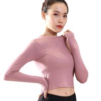 New Exposed Umbilical Sports Long-sleeved High-elastic Loose Running Fitness Clothes Yoga Clothes main image 6