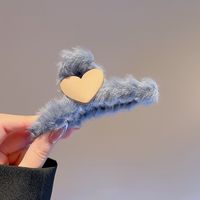 Korean Love Plush Autumn And Winter Hair Accessories Hairpin Girls Back Head Grip Big Hair Grip Shark Clip main image 1