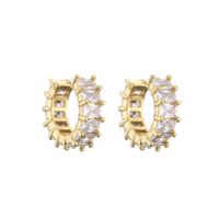 Micro-inlaid Zircon Ear Clip Square Diamond Earrings Copper Plated 18k Gold Jewelry main image 3
