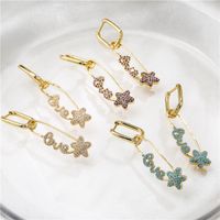 Jewelry Micro-inlaid Colored Zircon Earrings Five-pointed Star English Alphabet Pin Earrings Jewelry main image 1