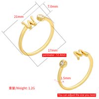 Hecheng Ornament Glossy Letters Ring 26 English Letters Open-end Zircon Ring Ornament Vj295 main image 6