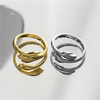 Glossy Embrace Ring Two-hand Opening Adjustable Ring Copper Plated 18k Gold Ring main image 1