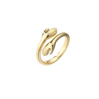 Glossy Embrace Ring Two-hand Opening Adjustable Ring Copper Plated 18k Gold Ring main image 4