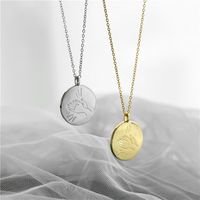 Glossy Round Pendant Necklace Palm Clapping Pattern 18k Copper Plated Real Gold Necklace main image 1