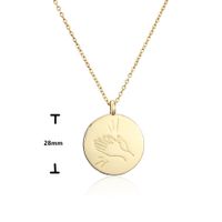 Glossy Round Pendant Necklace Palm Clapping Pattern 18k Copper Plated Real Gold Necklace main image 5