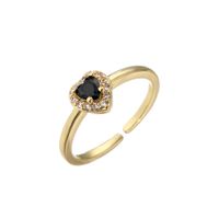 Micro-inlaid Zircon Color Diamond Heart-shaped Ring Opening Adjustable 18k Gold-plated Ring main image 4