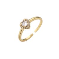 Micro-inlaid Zircon Color Diamond Heart-shaped Ring Opening Adjustable 18k Gold-plated Ring main image 6