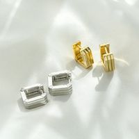 Hecheng Ornament Glossy Vertical Stripes Square Ear Clip Fashion 18k Gold Plated Ornament Ve394 main image 1