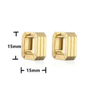 Hecheng Ornament Glossy Vertical Stripes Square Ear Clip Fashion 18k Gold Plated Ornament Ve394 main image 5