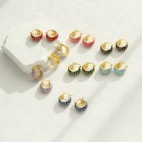 Round Earrings Wave Point Color Jewelry Ear Buckle Color Drop Oil Jewelry main image 1