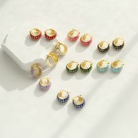 Round Earrings Wave Point Color Jewelry Ear Buckle Color Drop Oil Jewelry main image 2