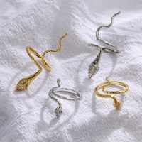 Hecheng Ornament Micro-inlaid S-shaped Snake Ring Open Ring Adjustable Exaggerated Jewelry Ornament Accessories Vj249 main image 1