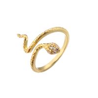 Hecheng Ornament Micro-inlaid S-shaped Snake Ring Open Ring Adjustable Exaggerated Jewelry Ornament Accessories Vj249 main image 3