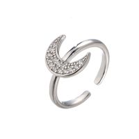 Micro-inlaid Zircon Color Diamond Moon Ring Smooth Star Ring Fashion Open Ring main image 5