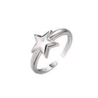 Micro-inlaid Zircon Color Diamond Moon Ring Smooth Star Ring Fashion Open Ring main image 6