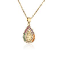 Fashion Micro-inlaid Colored Diamond Drop-shaped Virgin Mary Christ Jewelry Accessories main image 4