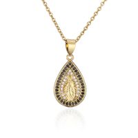 Fashion Micro-inlaid Colored Diamond Drop-shaped Virgin Mary Christ Jewelry Accessories main image 5