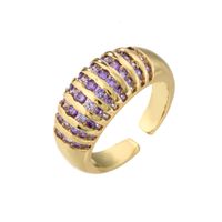 Micro-inlaid Color Diamond 18k Gold Plated Ring Opening Adjustable Wide Face European And American Ring main image 5
