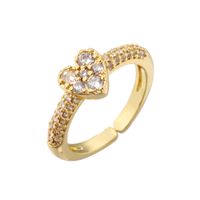 Micro-inlaid Colored Diamonds Zircon Peach Heart Ring Opening Adjustable Heart Ring main image 5
