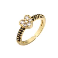 Micro-inlaid Colored Diamonds Zircon Peach Heart Ring Opening Adjustable Heart Ring main image 6